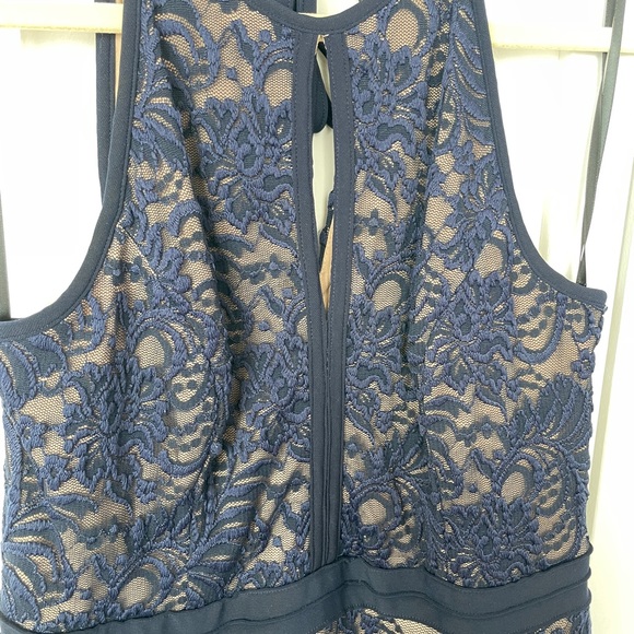 Avery G Navy Halter Fit and Flare Dress - Picture 5 of 9